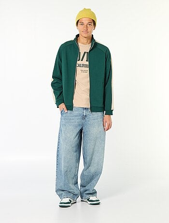 Sweat zippé avec bande sur le côté