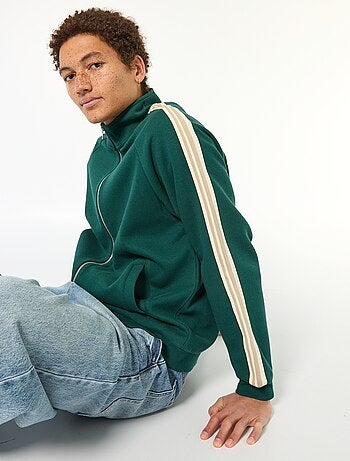 Sweat zippé avec bande sur le côté