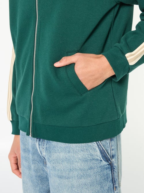 Sweat zippé avec bande sur le côté - Kiabi