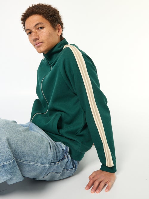 Sweat zippé avec bande sur le côté - Kiabi