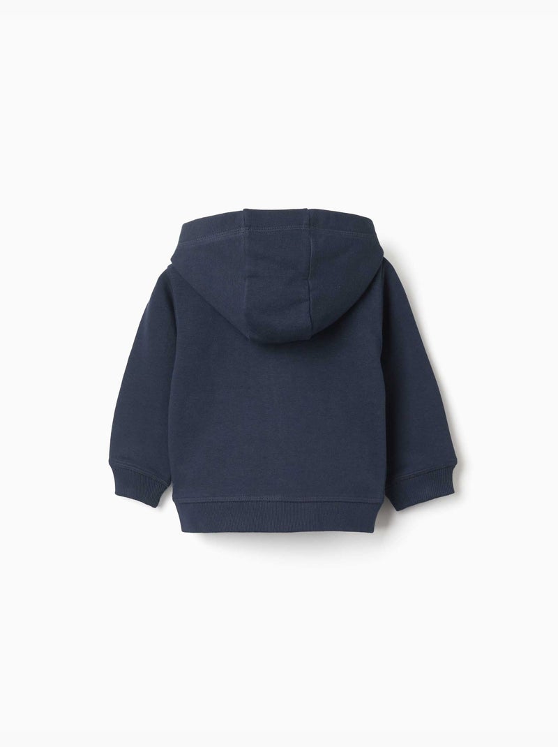Sweat zippé avec broderie en bouclettes ZY Bleu foncé - Kiabi