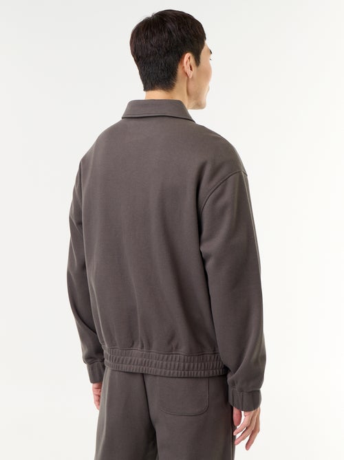 Sweat zippé avec col chemise - Kiabi