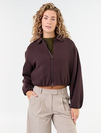 Sweat zippé avec col chemise