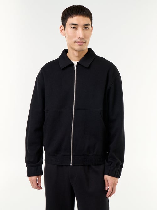 Sweat zippé avec col chemise - Kiabi