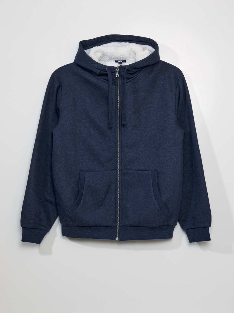 Sweat zippé avec intérieur effet moutonné Bleu - Kiabi