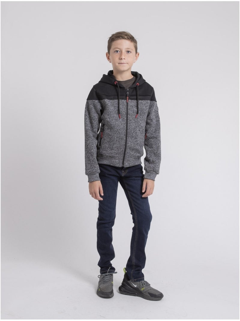 Sweat zippé capuche wildomax garçon gris anthracite - Kiabi