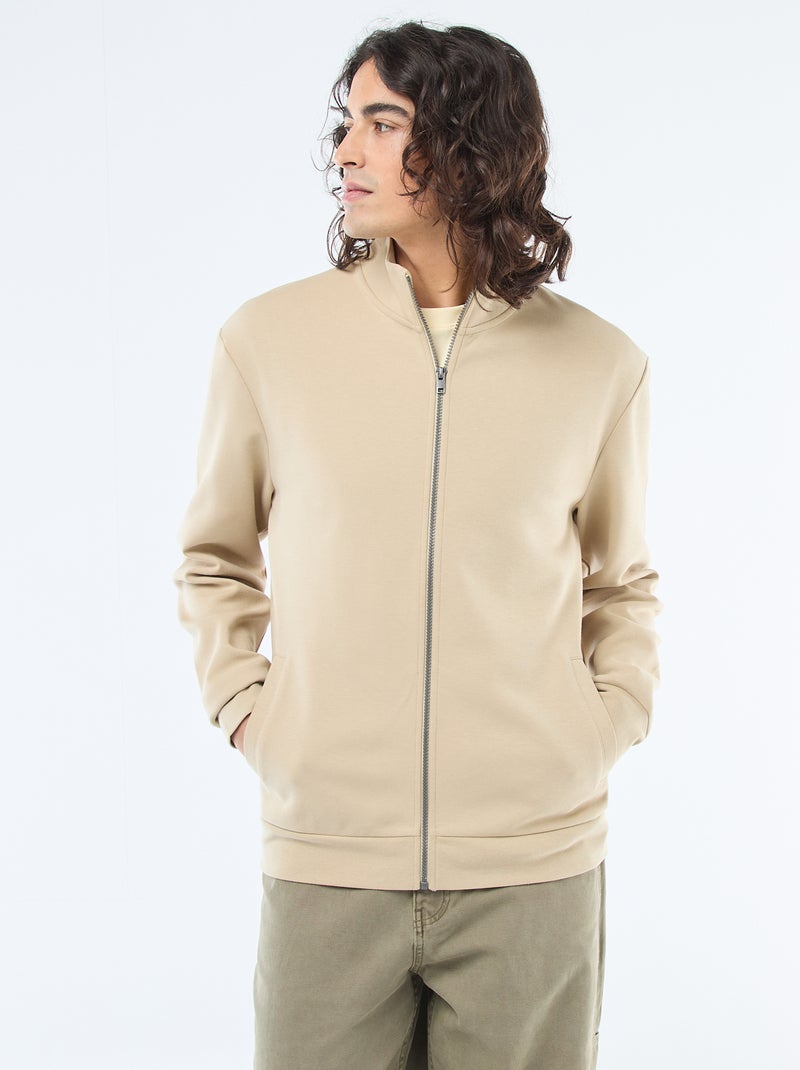 Sweat zippé col montant Beige - Kiabi