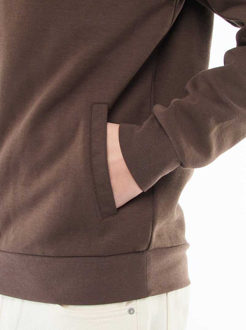 Sweat zippé col montant Marron - Kiabi