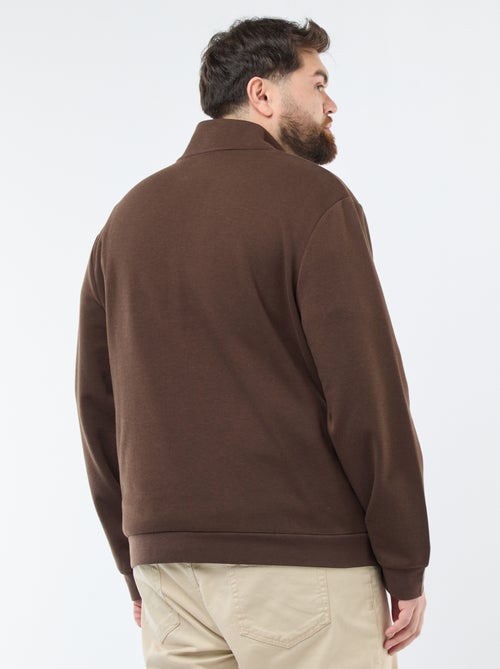 Sweat zippé col montant uni en coton - Kiabi