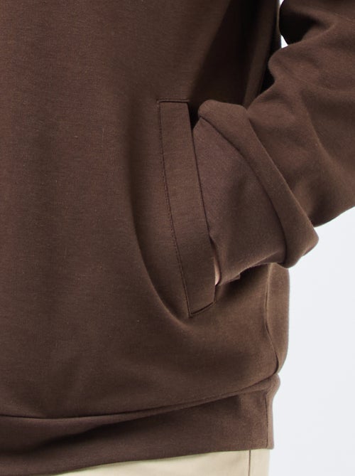 Sweat zippé col montant uni en coton - Kiabi