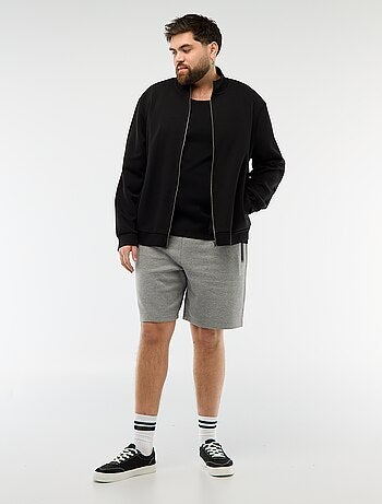 Sweat zippé col montant uni en coton