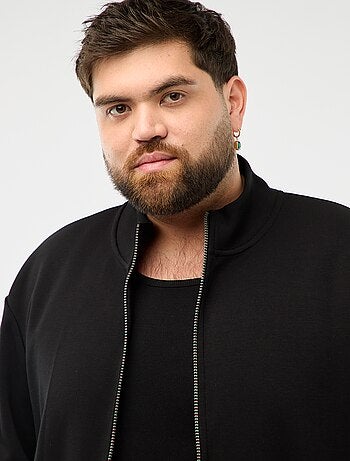 Sweat zippé col montant uni en coton