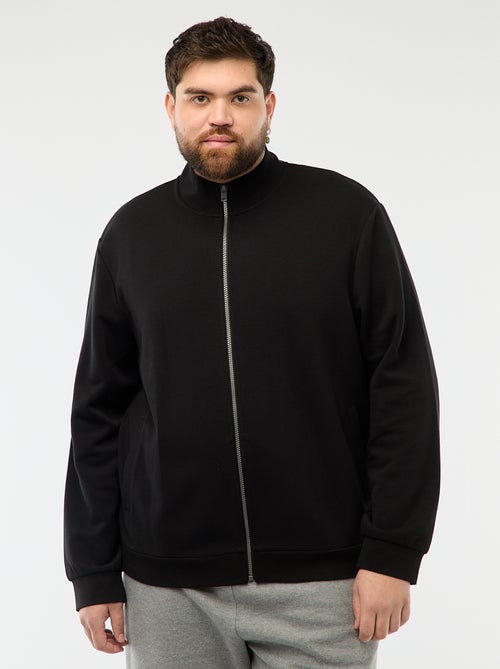 Sweat zippé col montant uni en coton - Kiabi