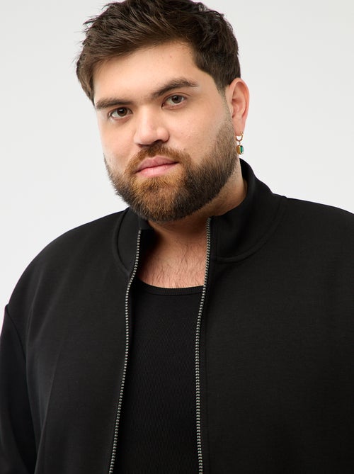 Sweat zippé col montant uni en coton - Kiabi