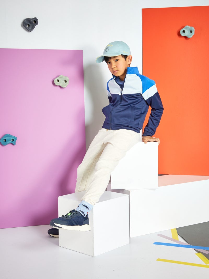 Sweat zippé color-block Bleu - Kiabi