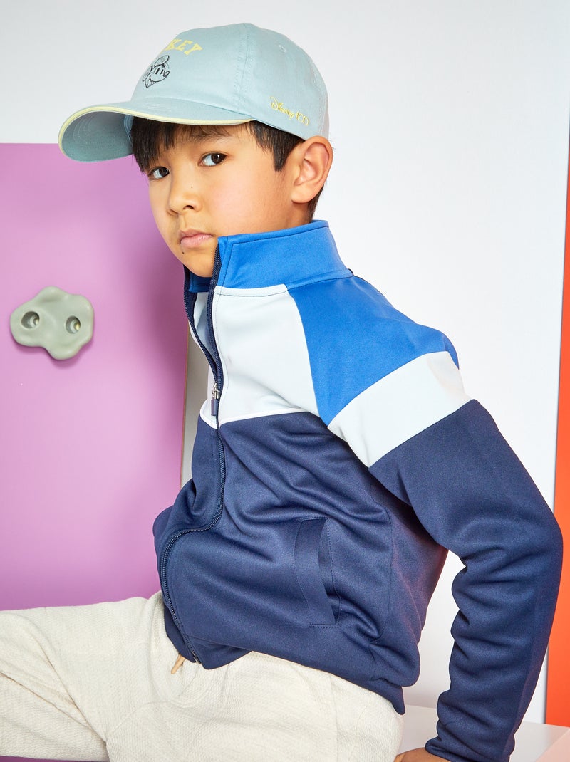 Sweat zippé color-block Bleu - Kiabi