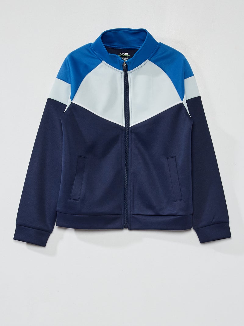 Sweat zippé color-block Bleu - Kiabi