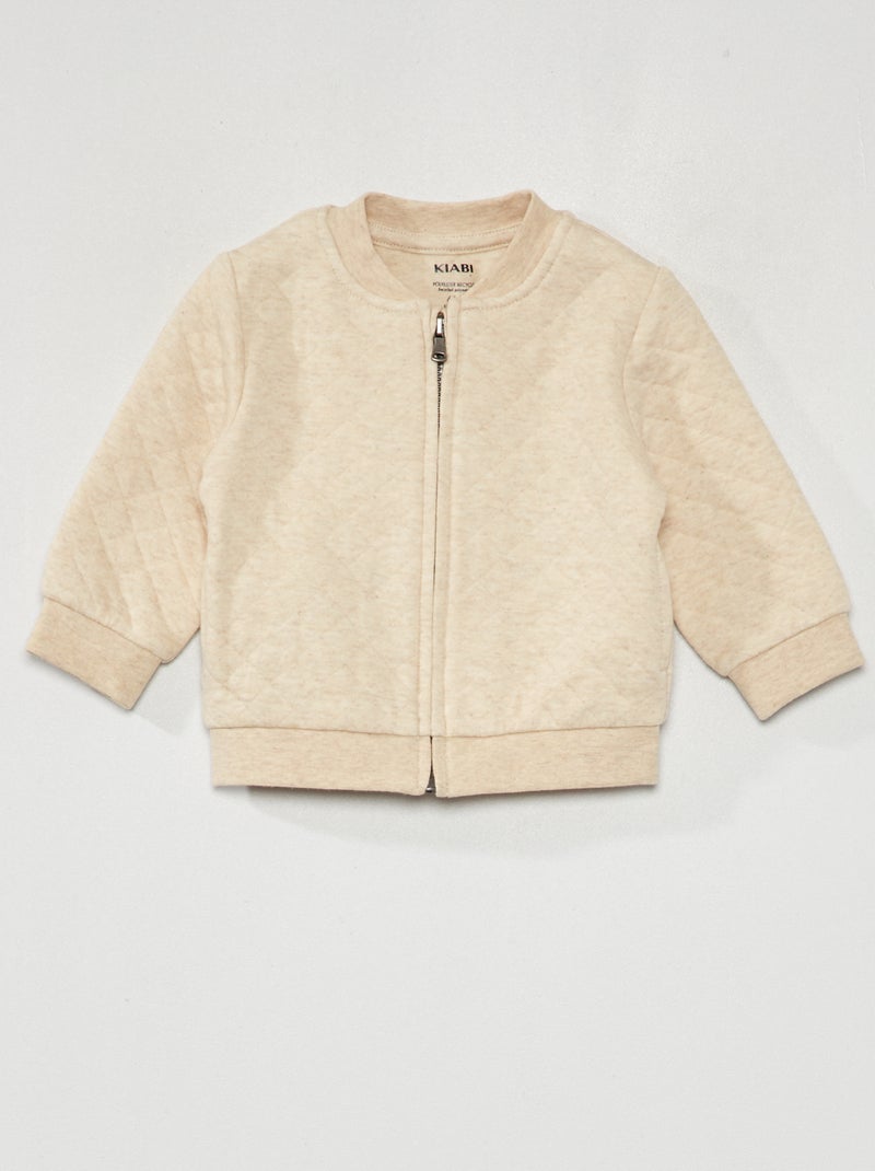 Sweat zippé effet matelassé Ecru - Kiabi