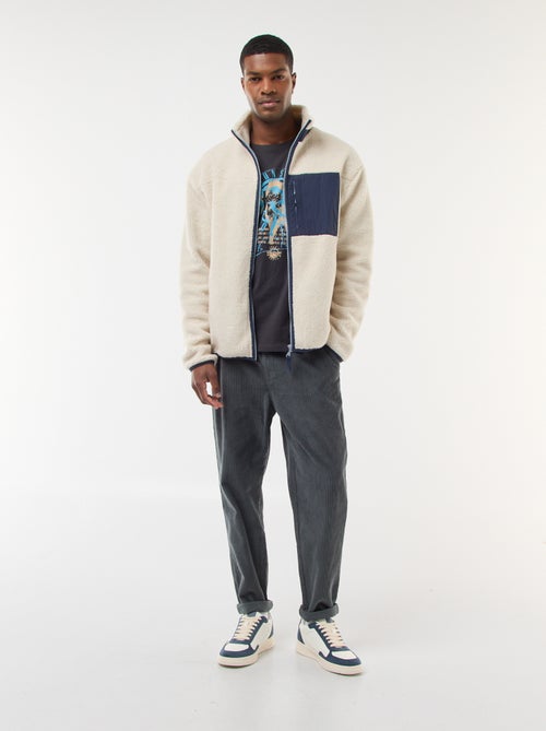 Sweat zippé effet moutonné - Kiabi