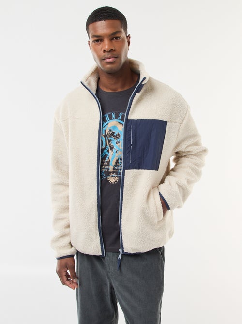 Sweat zippé effet moutonné - Kiabi