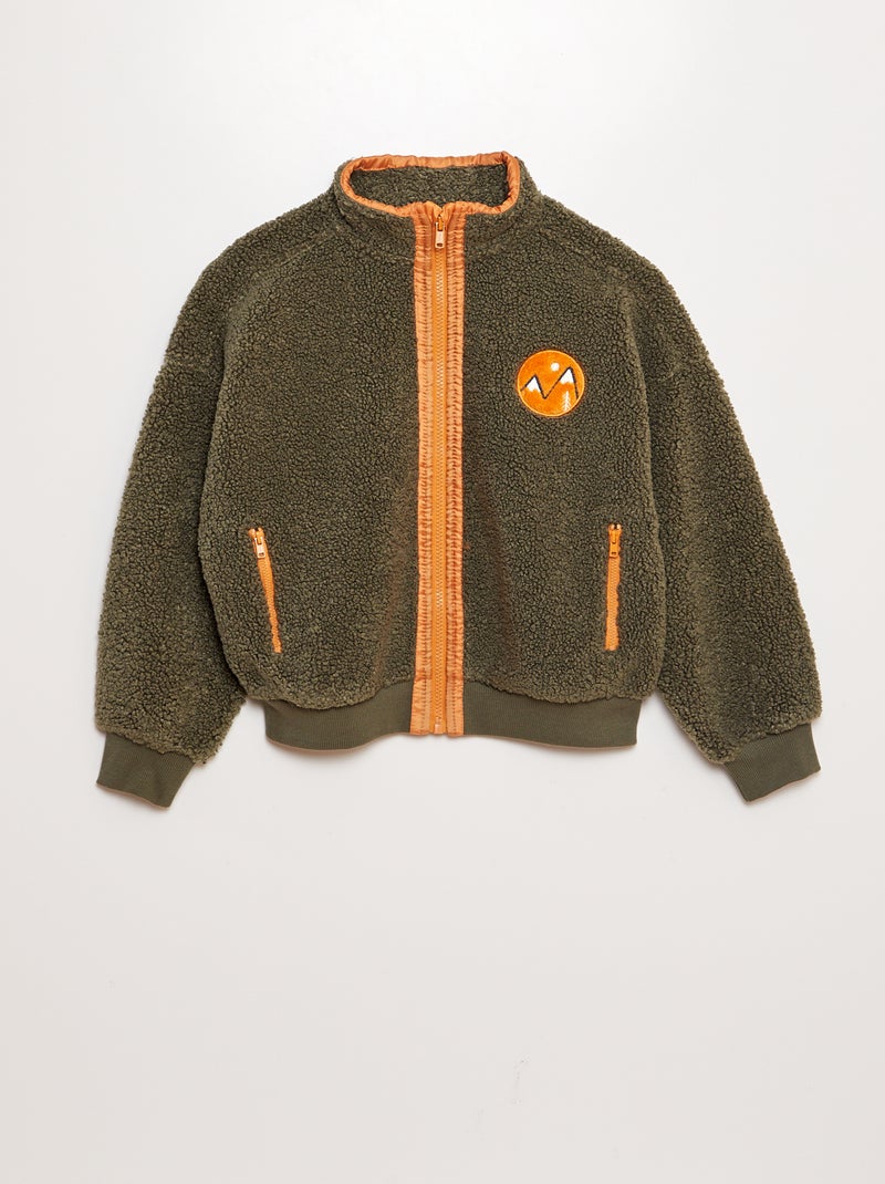 Sweat zippé effet moutonné Vert - Kiabi