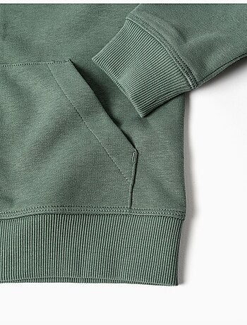 Sweat zippé en coton avec capuche et broderie en bouclettes zy