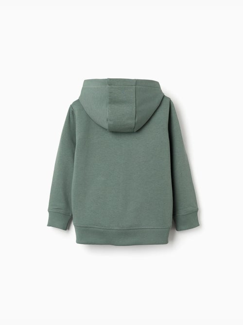 Sweat zippé en coton avec capuche et broderie en bouclettes ZY - Kiabi