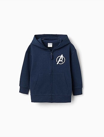 Sweat zippé en coton avec capuche et imprimés avengers