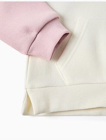 Sweat zippé en coton peigné à capuche avec imprimés cœurs