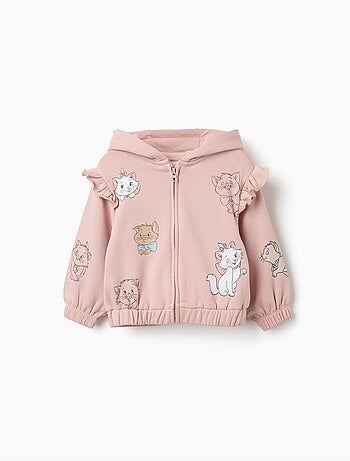 Sweat zippé en coton peigné à capuche et imprimés les aristochats