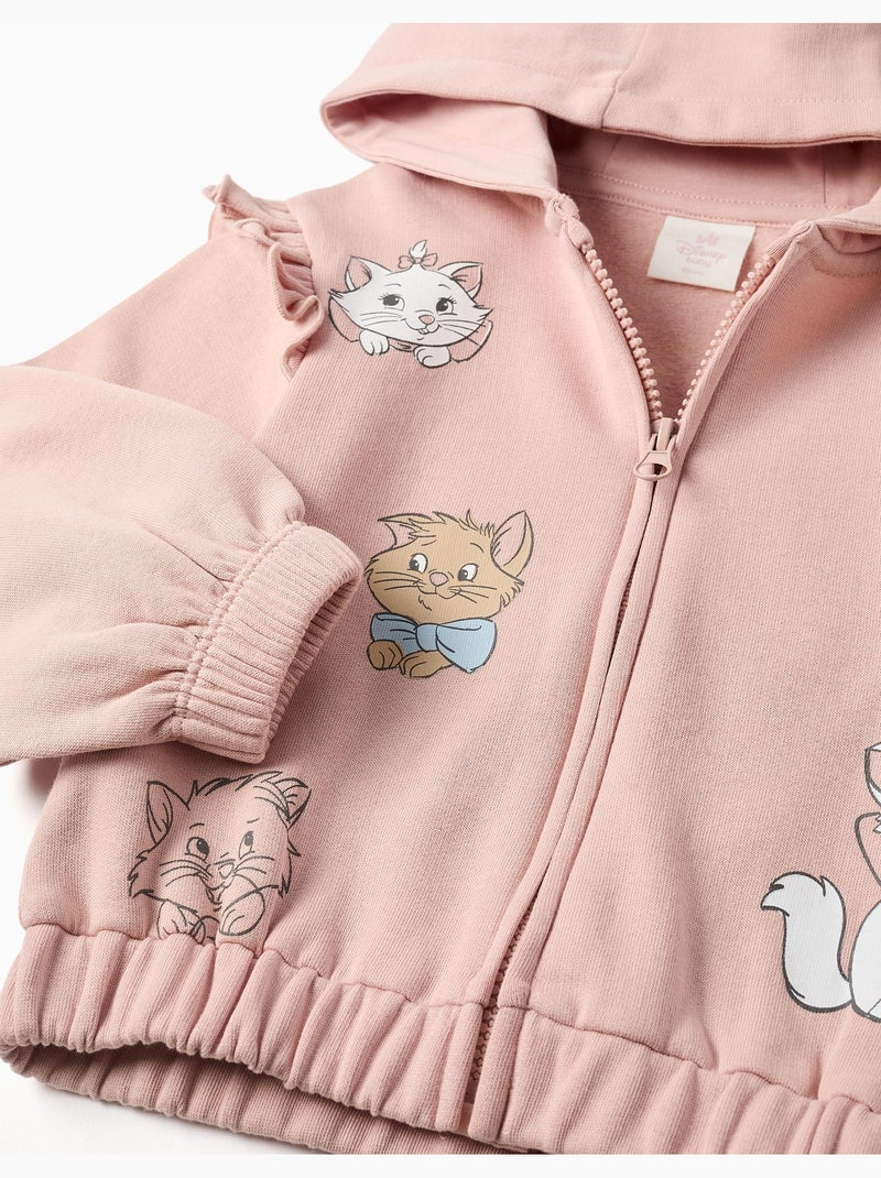 Sweat zippé en coton peigné à capuche et imprimés Les Aristochats Mauve lilas - Kiabi