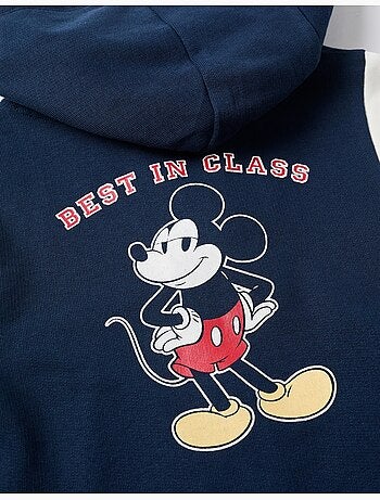 Sweat zippé en coton peigné à capuche et imprimés mickey