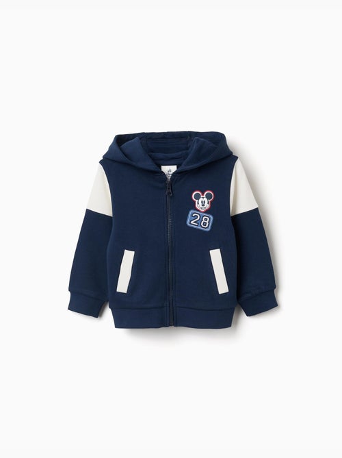Sweat zippé en coton peigné à capuche et imprimés mickey - Kiabi