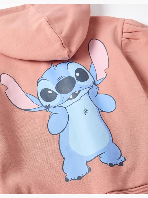 Sweat zippé en coton peigné en molleton avec capuche et imprimés Stitch - Kiabi