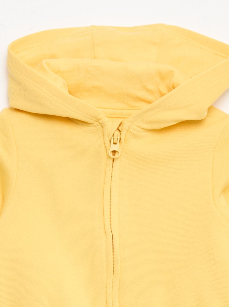 Sweat zippé en french terry Jaune - Kiabi
