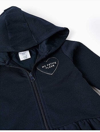 Sweat zippé en molleton à capuche avec imprimé