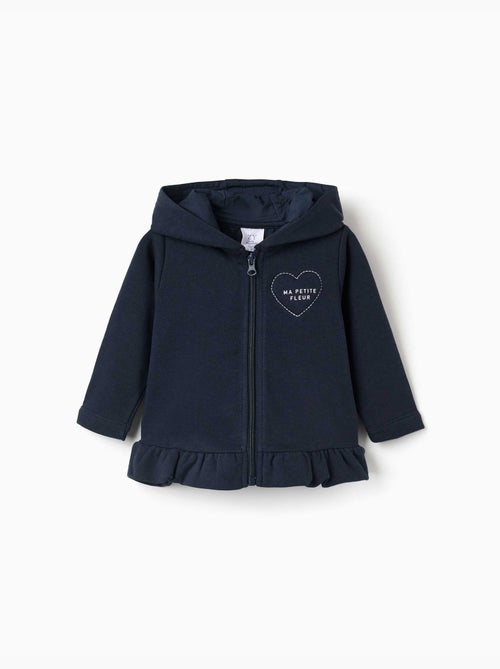 Sweat zippé en molleton à capuche avec imprimé - Kiabi