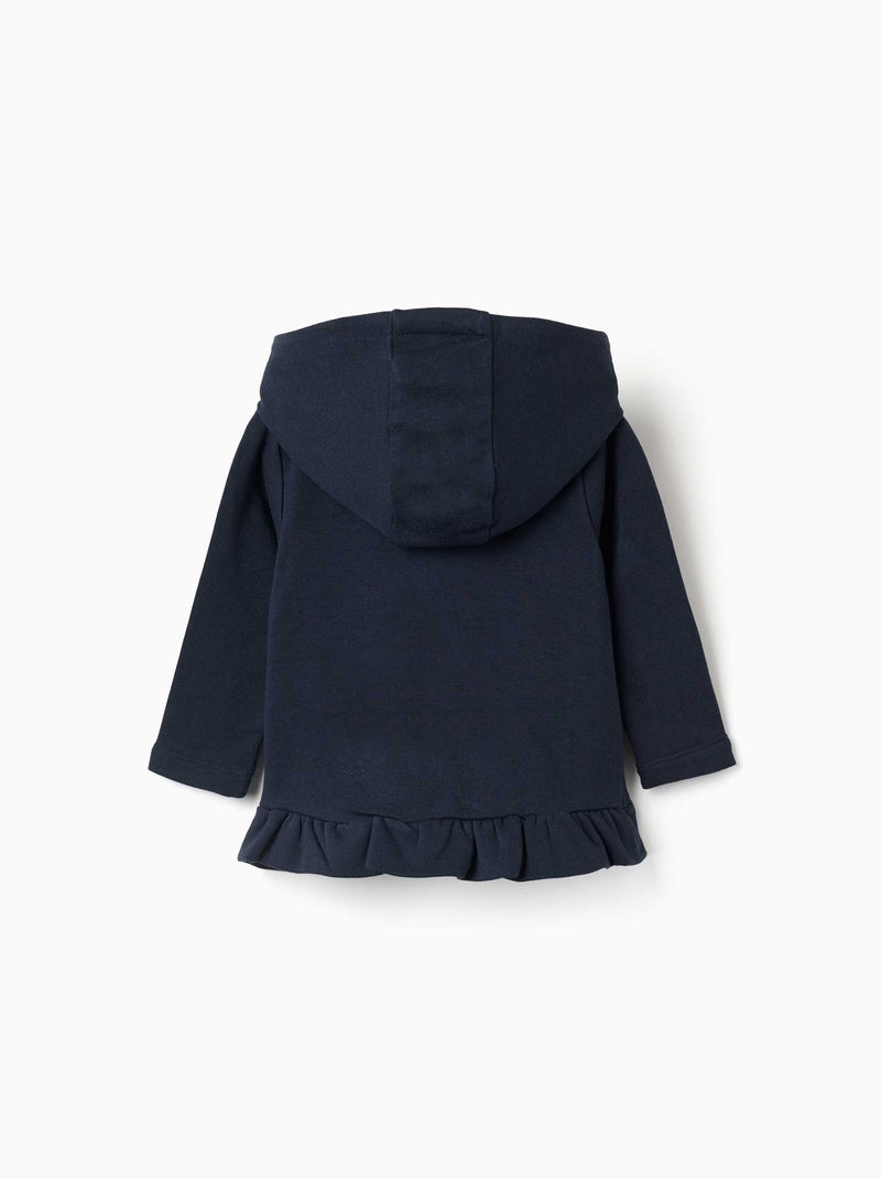 Sweat zippé en molleton à capuche avec imprimé Bleu foncé - Kiabi