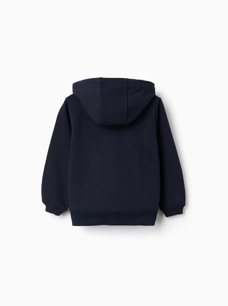 Sweat zippé en molleton à capuche avec M brodé Bleu foncé - Kiabi