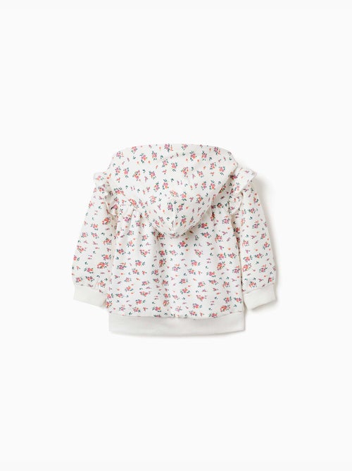 Sweat zippé en molleton à capuche avec motif floral - Kiabi