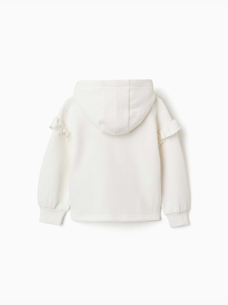 Sweat zippé en molleton avec capuche et doublure en coton peigné Blanc - Kiabi