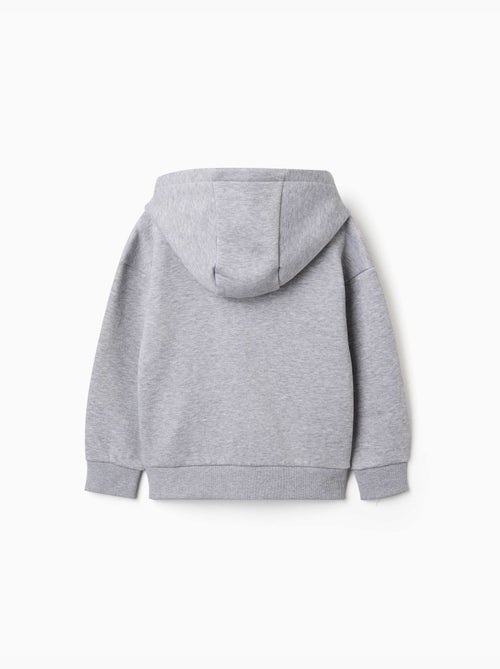 Sweat zippé en molleton avec capuche et doublure en coton peigné - Kiabi