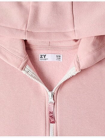 Sweat zippé en molleton avec capuche et doublure en coton peigné