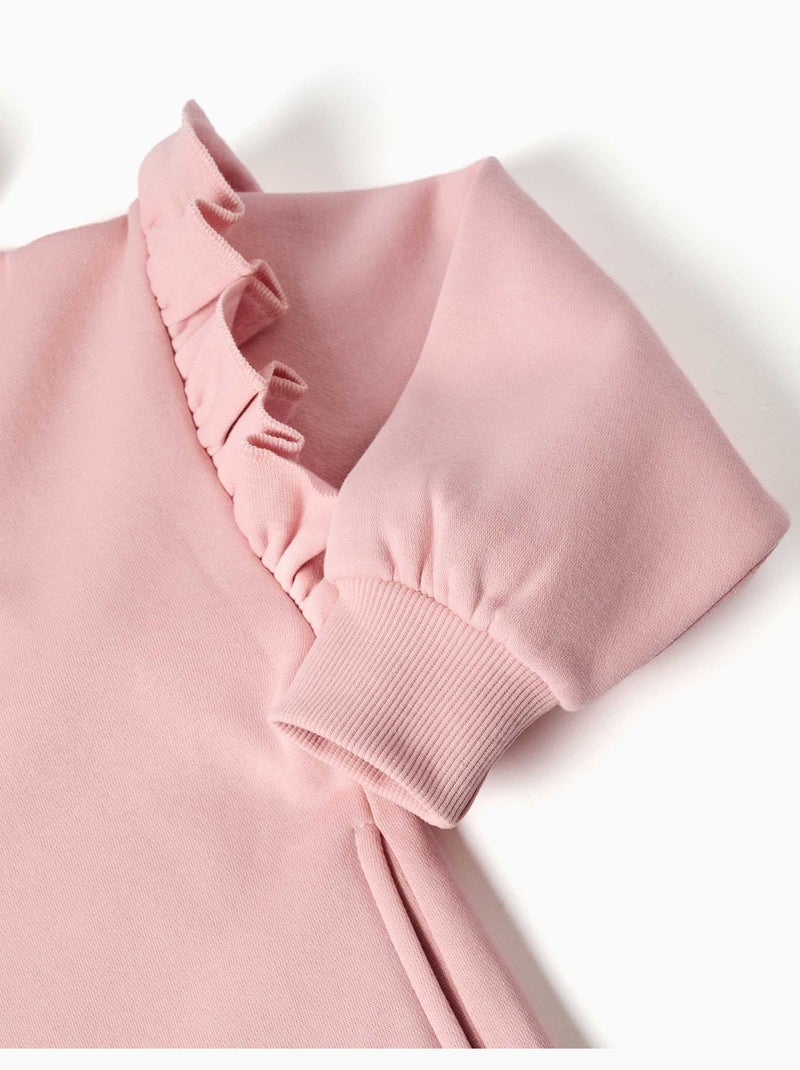 Sweat zippé en molleton avec capuche et doublure en coton peigné Rose clair - Kiabi