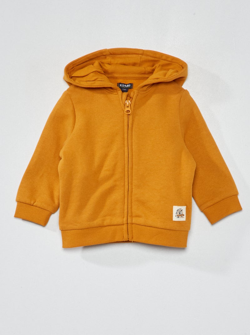Sweat zippé en molleton Jaune - Kiabi