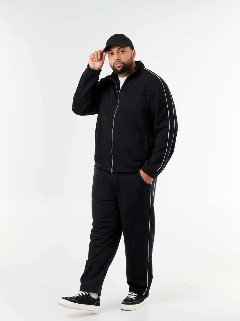 Sweat zippé en molleton léger Noir - Kiabi