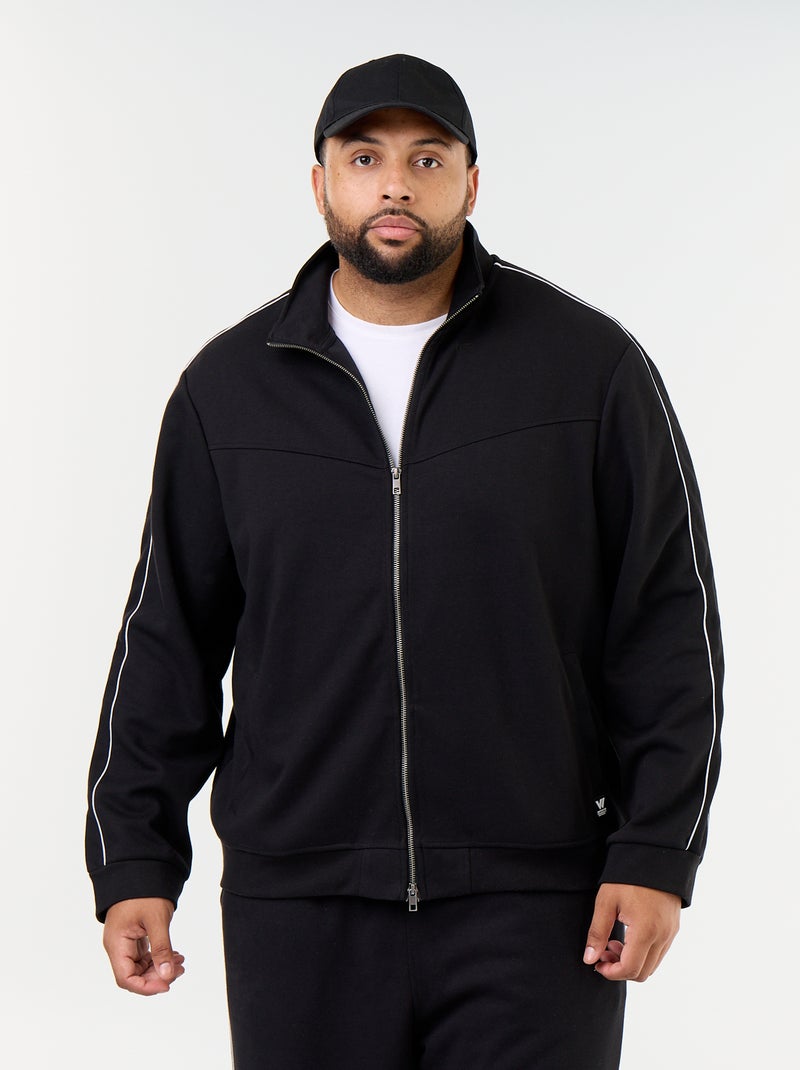 Sweat zippé en molleton léger Noir - Kiabi