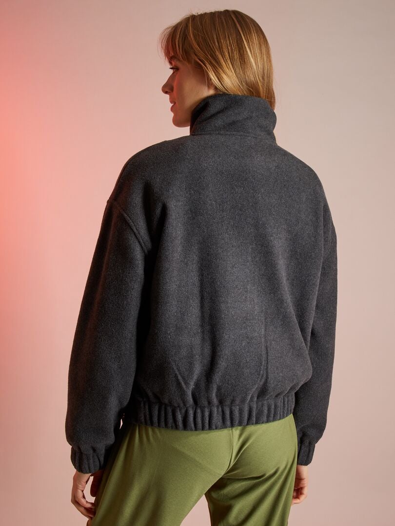 Sweat zipp?� en polaire - Gris - Kiabi - 18.00�?�