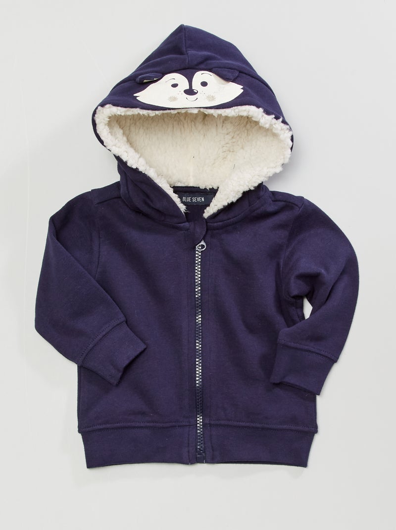 Sweat zippé 'Renard' bleu marine - Kiabi