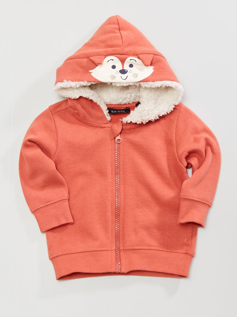Sweat zippé 'Renard' rouge brique - Kiabi